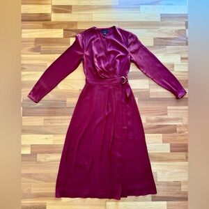 Ted Baker Neenha Pleat Detail Satin Midi Wrap Dress size 0